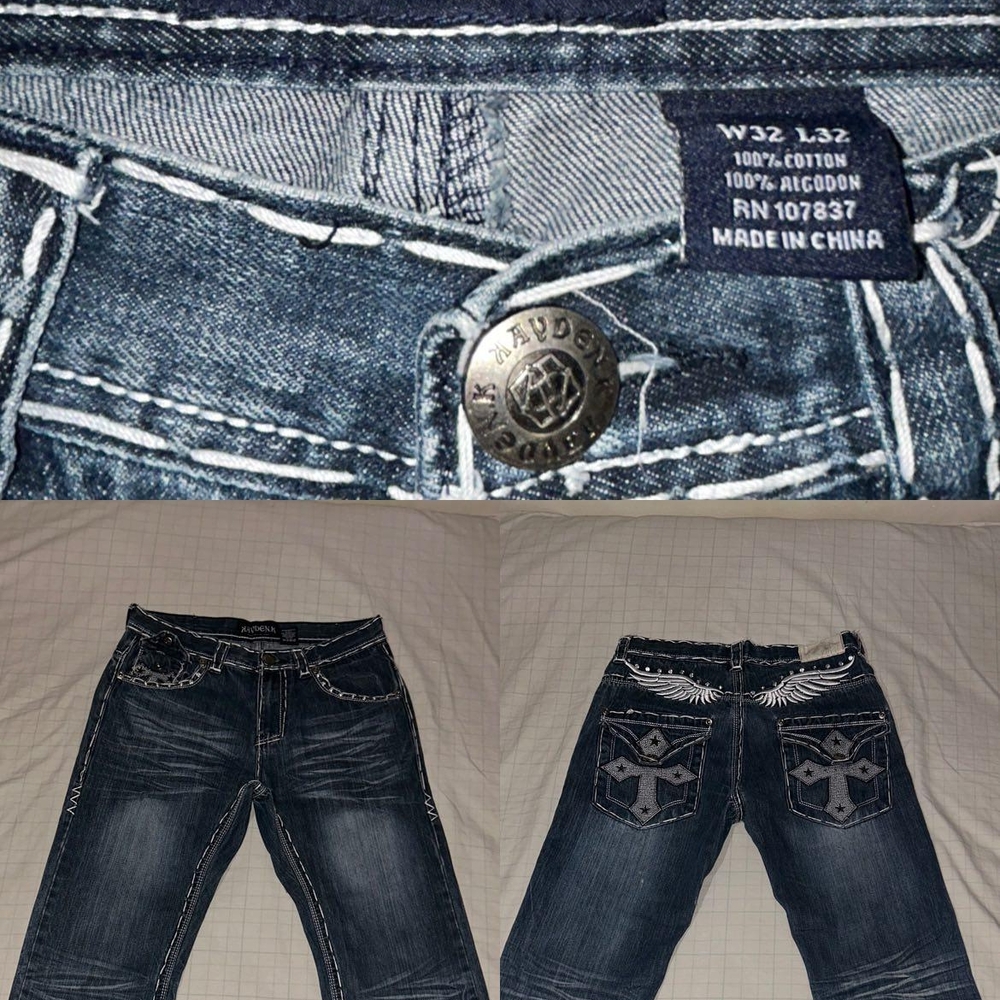 Blue Denim Jeans with Embroidered Pockets